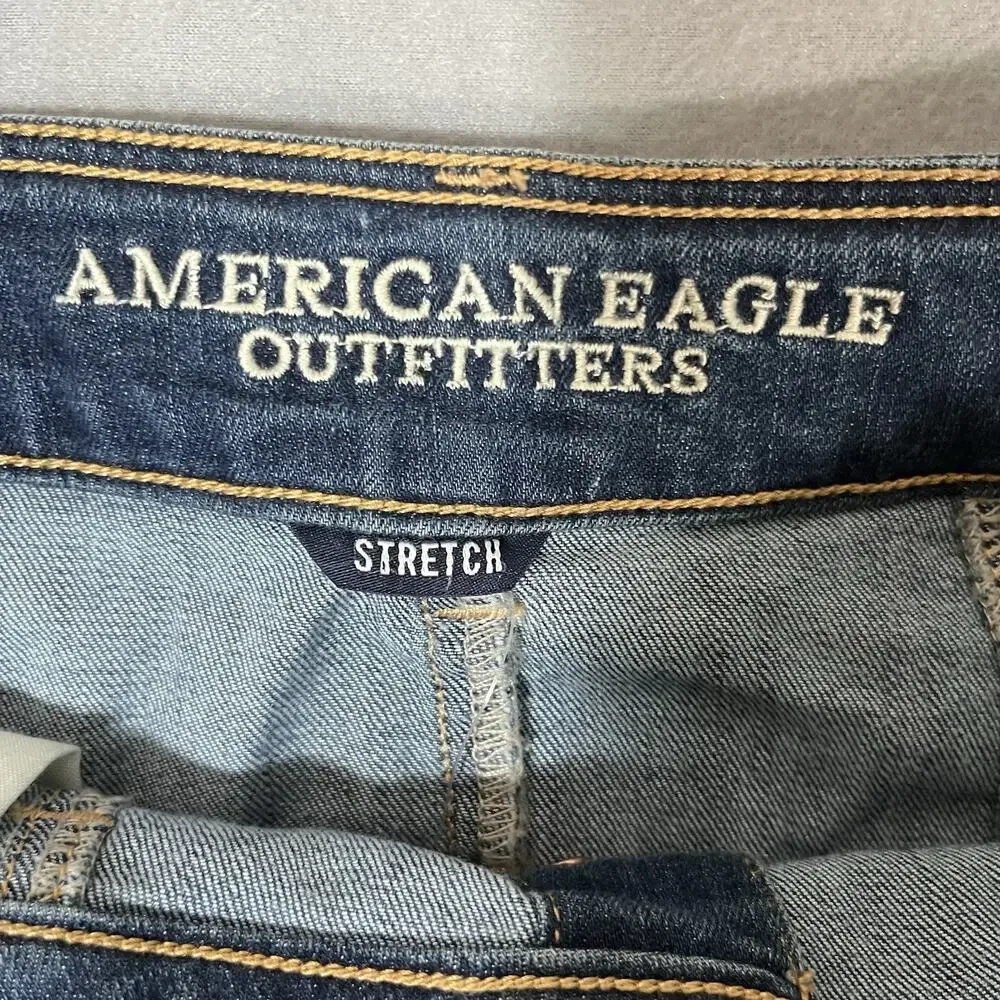 American Eagle Outfitters Stretch A-Line Skirt Womens 0 Blue Denim Button Casual